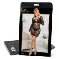 Black Sexy Long Sleeves Hollow Out Bow Bodystocking