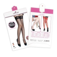 Black Fishnets Thigh High Stockings Silicone Lace Top Stay Up Sheer Hosiery