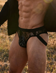Lace See Through Elastic Band Men Jock Underwear