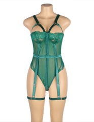 Lace Garter Leg Ring Teddy Bodysuit