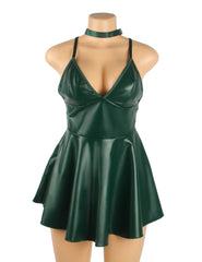 Leather Suspender Mini Dress