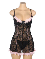 Sexy Lace Ruffled Suspender Nightdress Babydoll