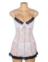 Sexy Lace Ruffled Suspender Nightdress Babydoll