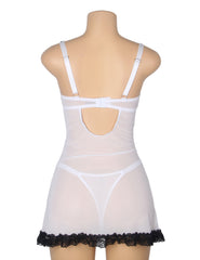 Sexy Lace Ruffled Suspender Nightdress Babydoll