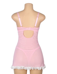 Sexy Lace Ruffled Suspender Nightdress Babydoll