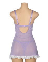 Sexy Lace Ruffled Suspender Nightdress Babydoll