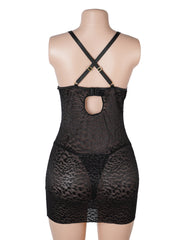 Leopard Print Deep-V Backless Bodycon Slip Dress