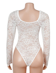 Deep-V Lace Long Sleeve Bodysuit