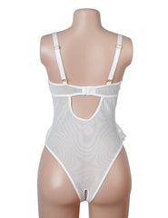 Lace Halter Backless Ruffle Teddy